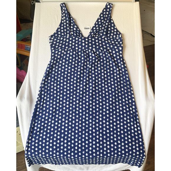 Merona Women Dress M Blue Polka Dot Empire Waist Sundress Twist Front Sleeveless - Picture 5 of 9